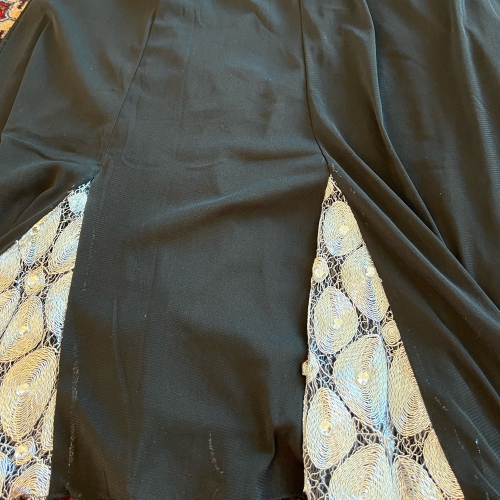 COCKTAIL BLACK SKIRT w/ SILVER EMBROIDERY | size XL - Picture 2 of 4